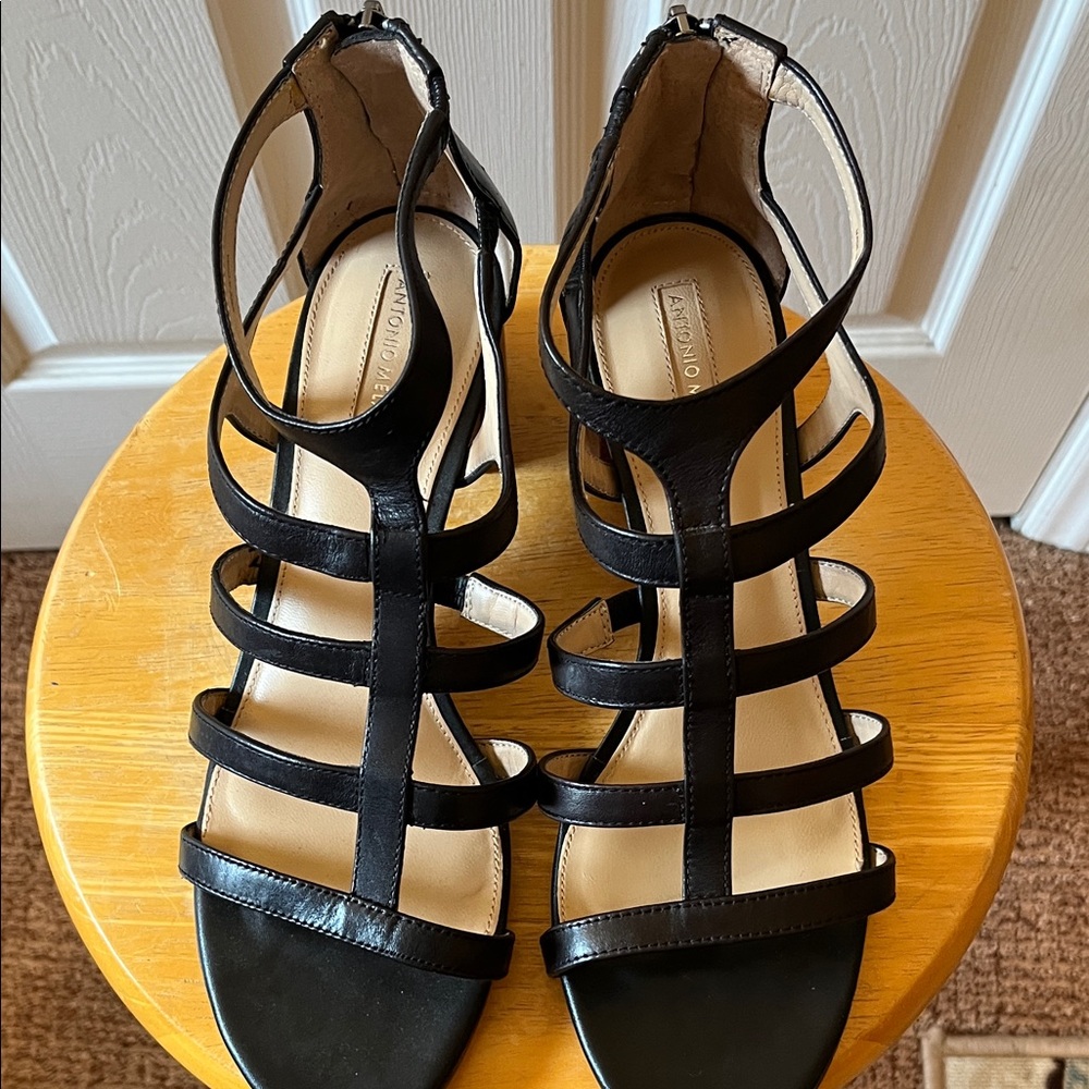 ANTONIO MELANI Black Strappy Sandals